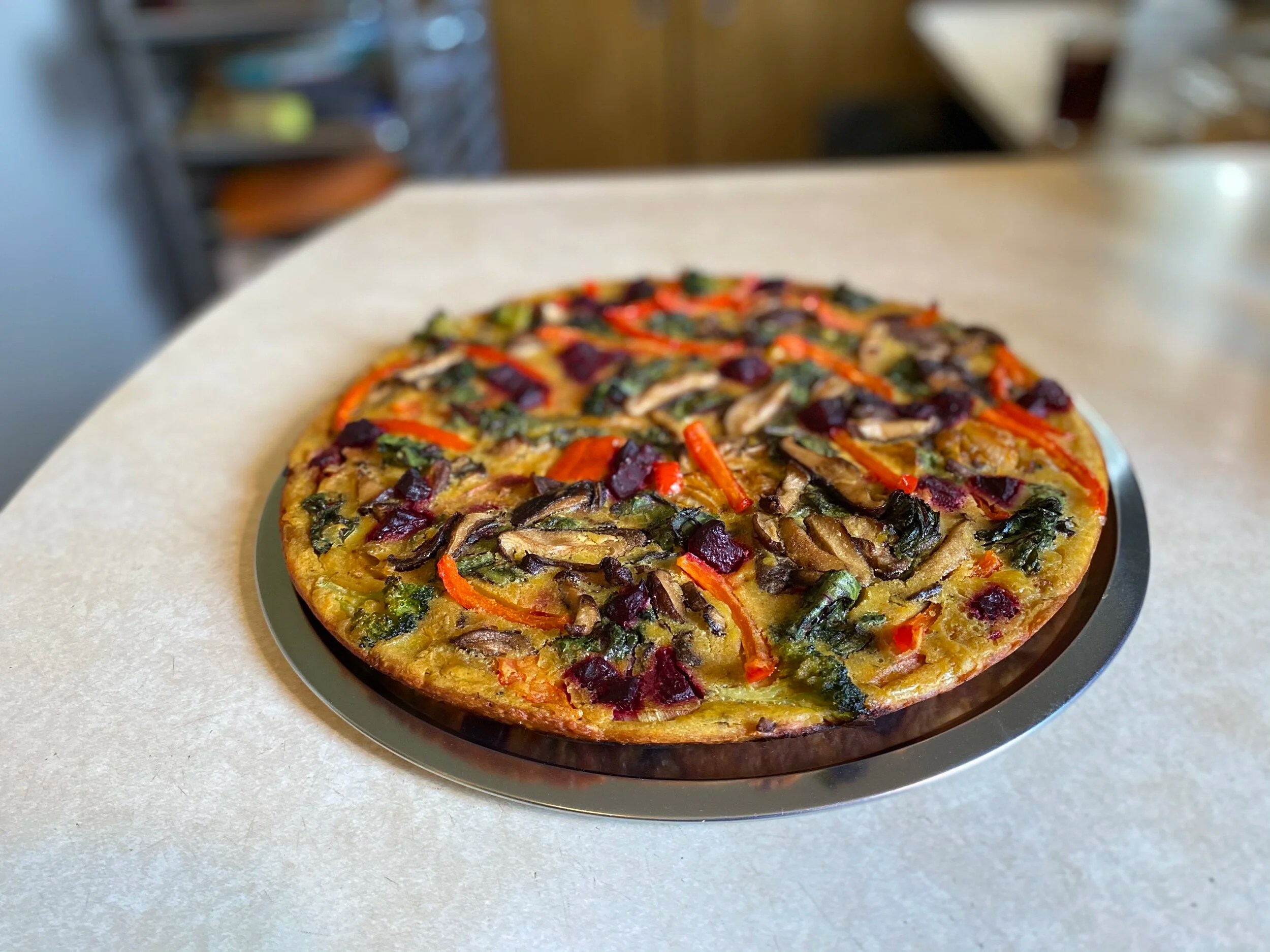 (Pictured, 12-in Skillet, beets, beet greens, shitake mushrooms, broccoli, red pepper and onions.)